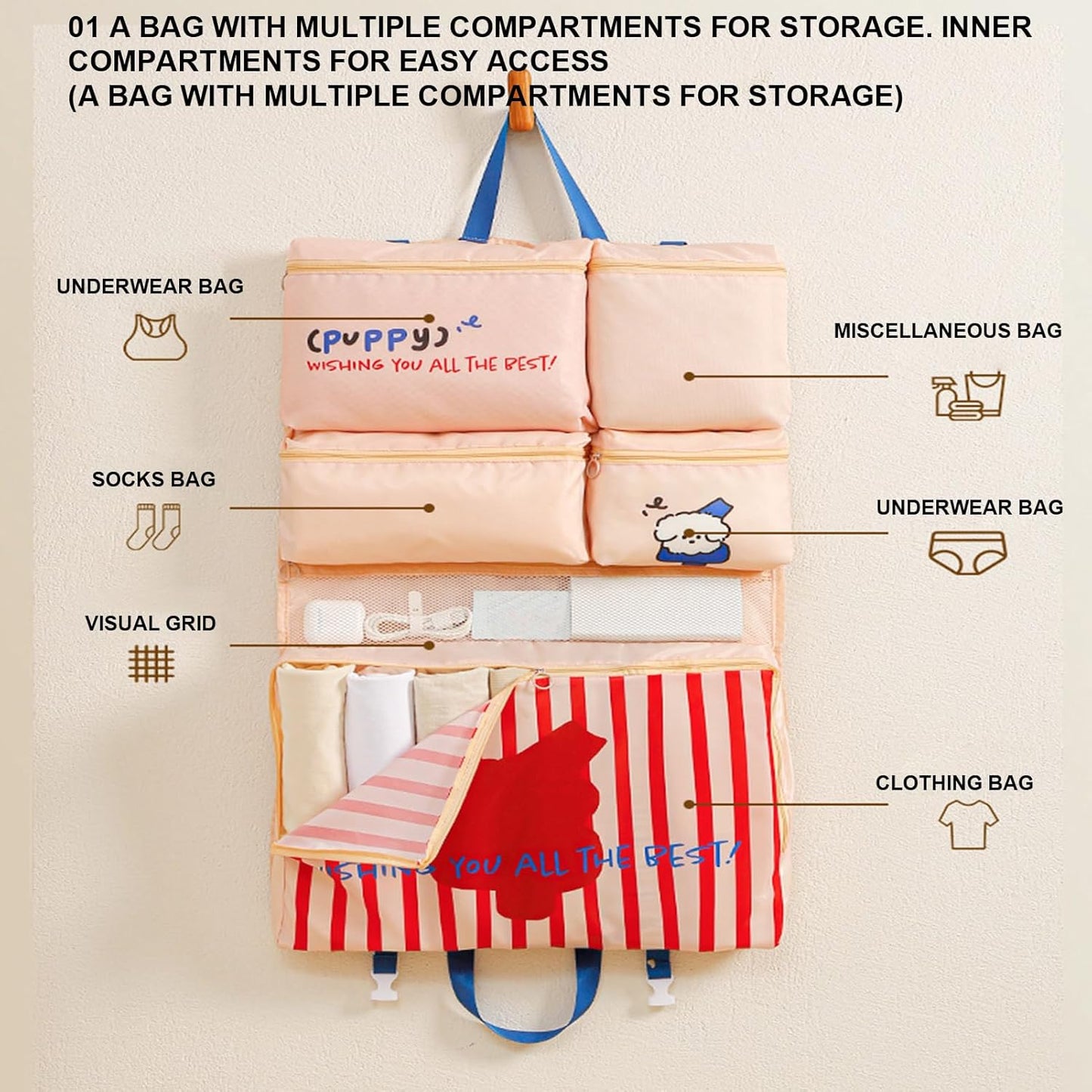 Underwear Bag - Underwear Storage Bag | Travel Bra Garments Storage Pouch, Moving Packing Case, Foldable Organization Pouch Portable For Closet Dorm Hotel Daily Use