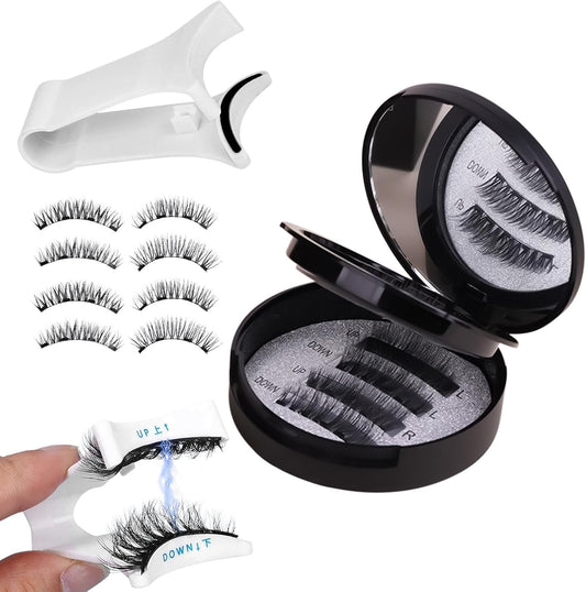 Magnetic Eyelashes - Waterproof 3D EyeLashes with Applicator, 2 Pair Reusable Eye Makeup Accessories, No Glue Eye Lash for Women, Girls