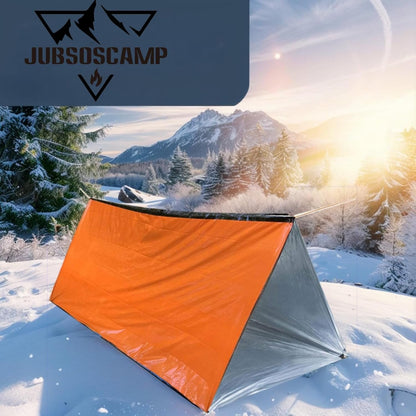 Emergency Shelter Sets, Survival Shelter 1 Survival Tent 1 Mylar Blankets 1 Emergency Sleeping Bag 1 Poncho for Outdoor Carcar Kits, Camping, Hiking (Orange)