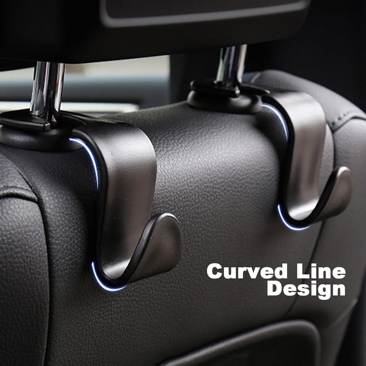 4 Pieces Car Accessories Interior, Car Accessories, Car Seat Hooks, Car Headrest Hooks, for Bags, Clothes, Umbrellas, Shopping Bags, Water Bottles (Black)