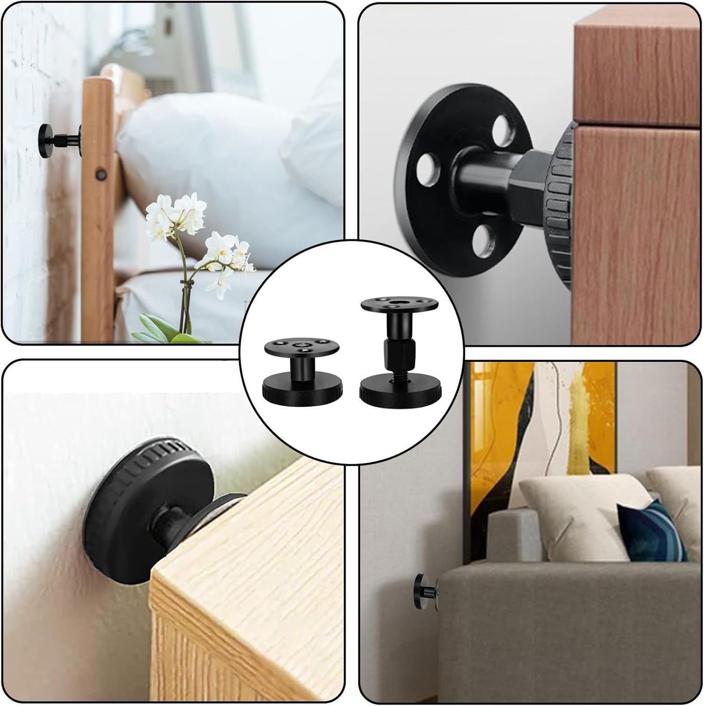 Teokantz 8PCS Adjustable Wall Spacers for Bed Frame, Anti-Shake Tool, Bed Frame and Furniture Feet for Sofa, Wardrobe, Room Wall (8x47-64mm)