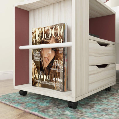 sogesfurniture Wooden Bedside Table Laptop Bedside Cabinet Bedside Table with 2 Drawers for Bedroom, 50 x 40 x 46 cm, White Maple BHEU-CT1-MP