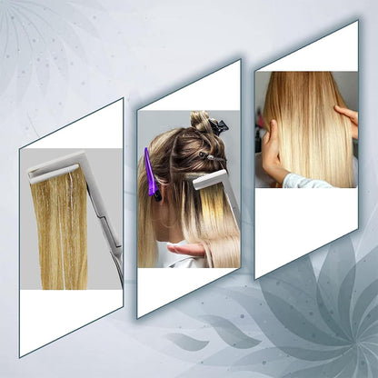 Flat Surface Sealing Hair Extension Plier Tools Kit Tape in Pliers For Tape in Hair Extension (Silver Mirror Polish)