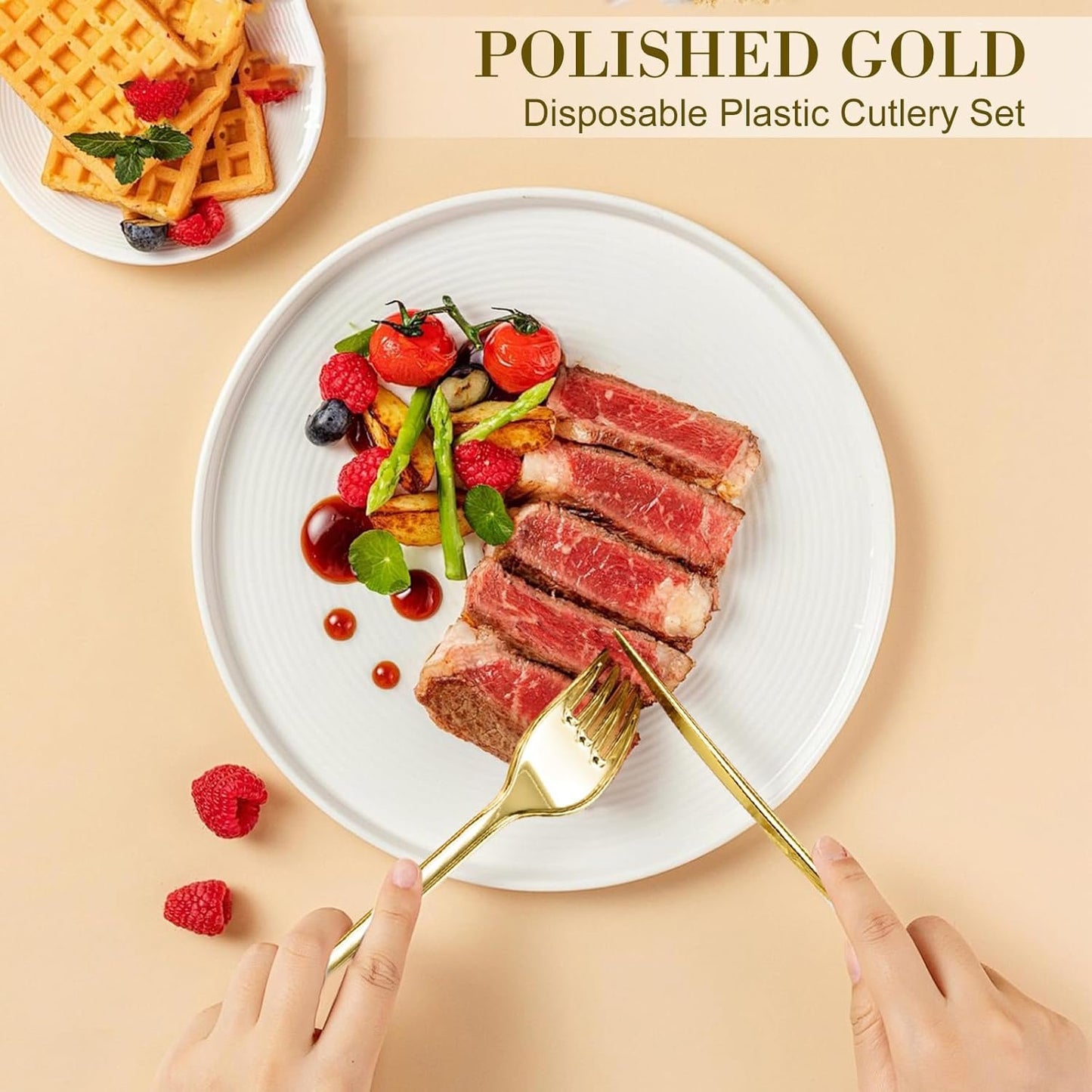 120 PCS Gold Plastic Silverware Sets, Disposable Heavy Duty Gold Utensils Sets,Includes 40 Forks,40 Spoons,40 Knives, for Wedding Reception Family Gatherings, Party, Birthdays and Daily Use