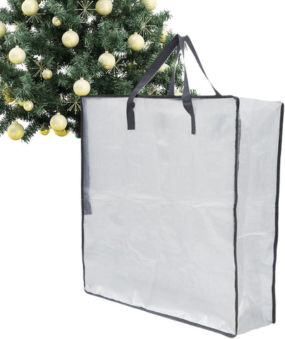 Clear Storage Bags With Zipper - Waterproof Packing Bags for Moving With Handle And Zipper - Packing Tote Organization Pouch Christmas Tree Sack for Winter Clothes Storage