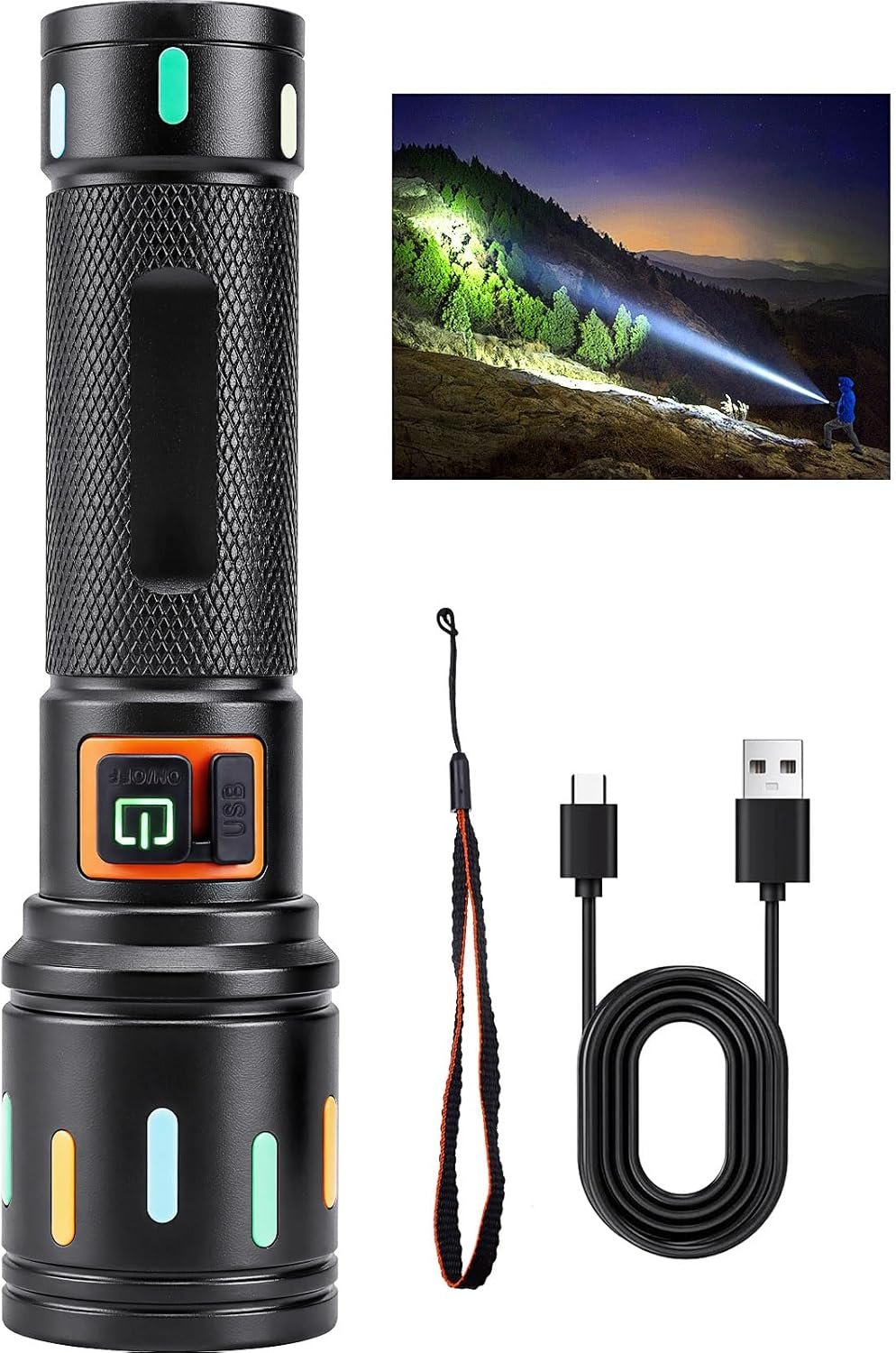 Ciwuzxs Super Bright Tactical Flashlight, LED Flashlights, High Powered 2000 Lumens with 3 Lighting Modes, Zoomable Waterproof Flash Lights for Emergency, Outdoor, Home, Camping, Hiking