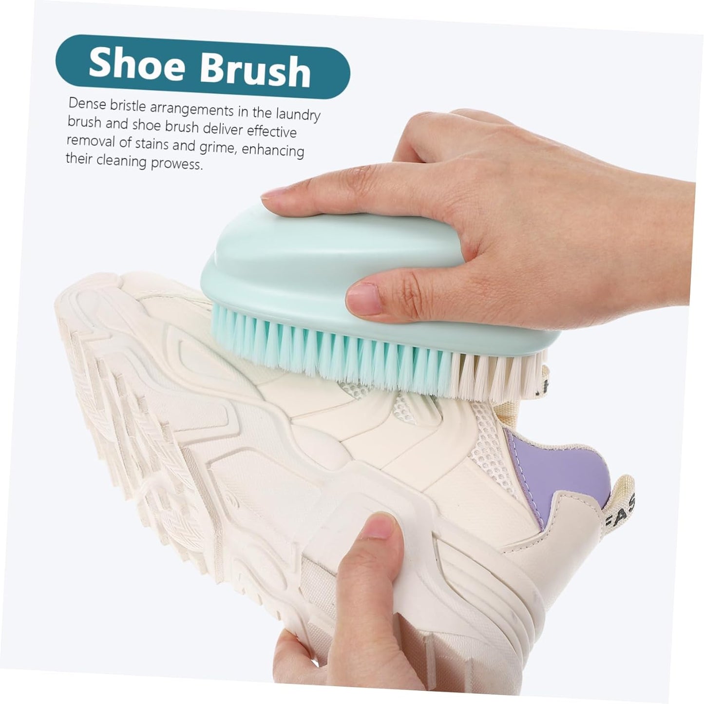 Baluue 1 Set Multipurpose Laundry Cleaning Brush Ergonomic Long Handle Shoe Scrub Brush Durable for Shoes Upholstery Carpets Essential Household Scrubbing Tool
