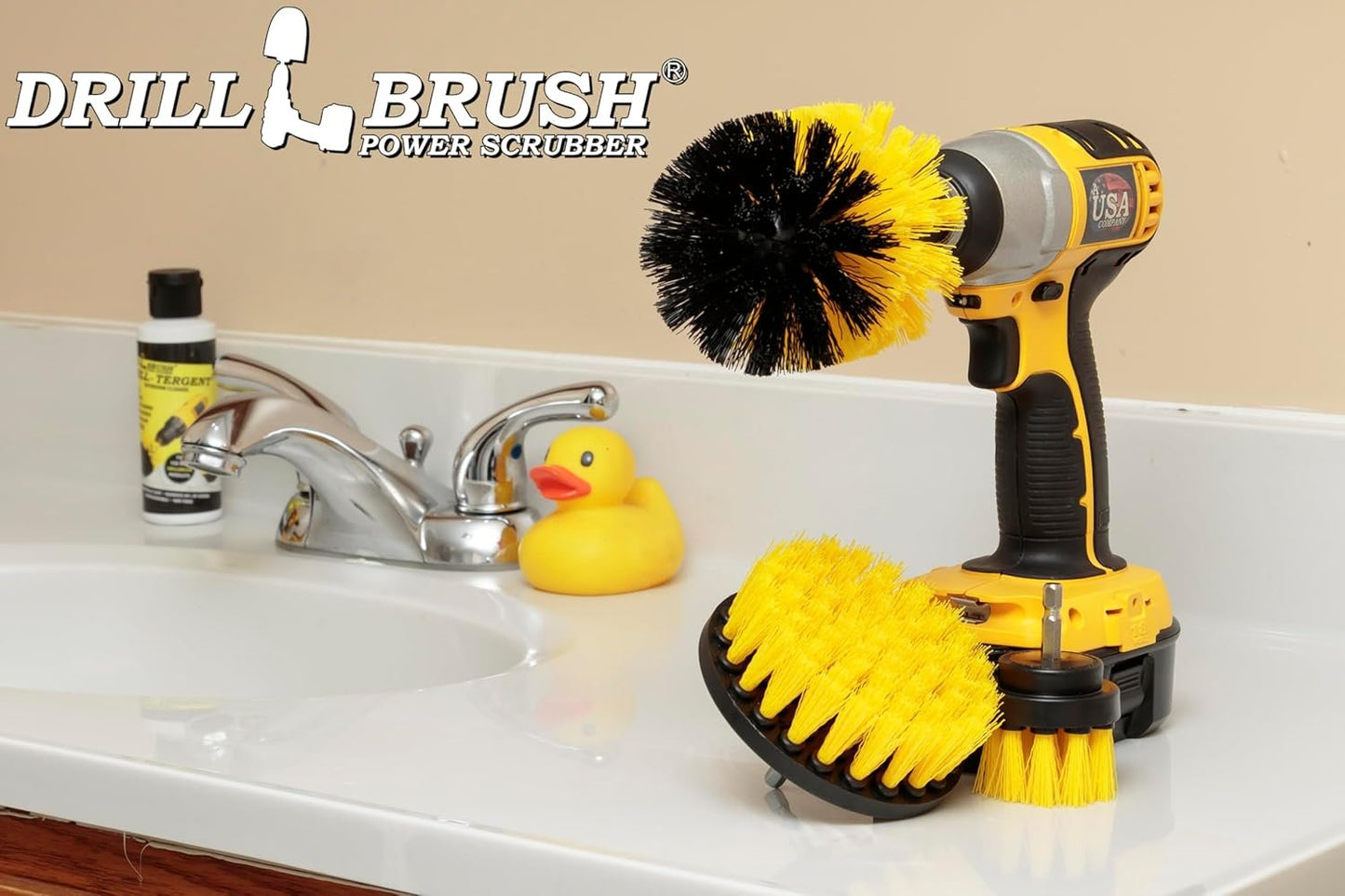 Drill Brush Attachment Set – Household Cleaning Brushes for Bathroom Surfaces Tub, Shower, Tile and Grout All Purpose Power Scrubber Cleaning Kit – Shower Grout Cleaner Drill Brushes Set by Drillbrush