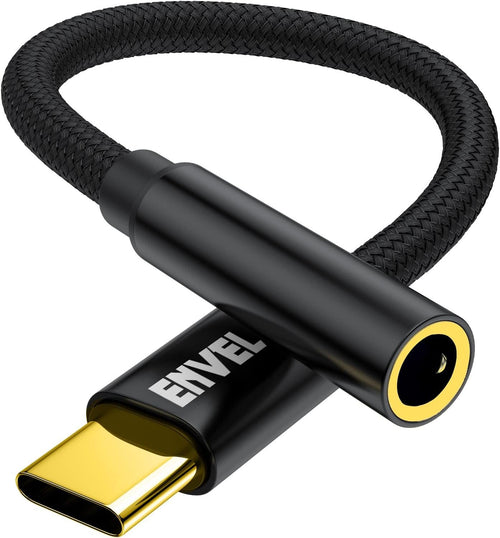 ENVEL USB C to 3.5 mm Headphone Jack Adapter, Type C to 3.5mm Audio Stereo DAC Chip Cable Compatible with Phone 16 Pro Max/16 Pro/16 Plus Pixel4 Galaxy S25 24 S23 S22 S10 S9 OnePlus 9 8T 7T Black