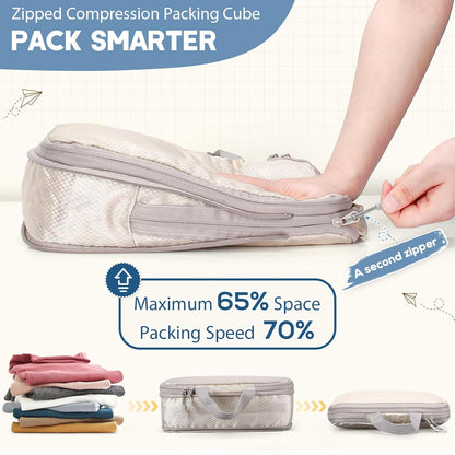 Euqvunn Set of Suitcase Organizer, Compression Packing Cube, Large Organizer Suitcase, Waterproof Underwear Travel Set for Backpacks, 4 Pieces Set