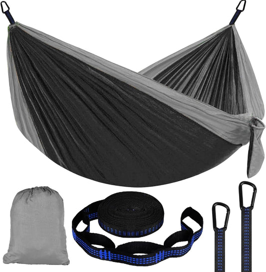 Single Double Camping Hammock with Tree Straps, 660lbs Portable Nylon Hammock for Outdoors, Camping, Backpacking, Beach, Travel,Garden and Courtyard