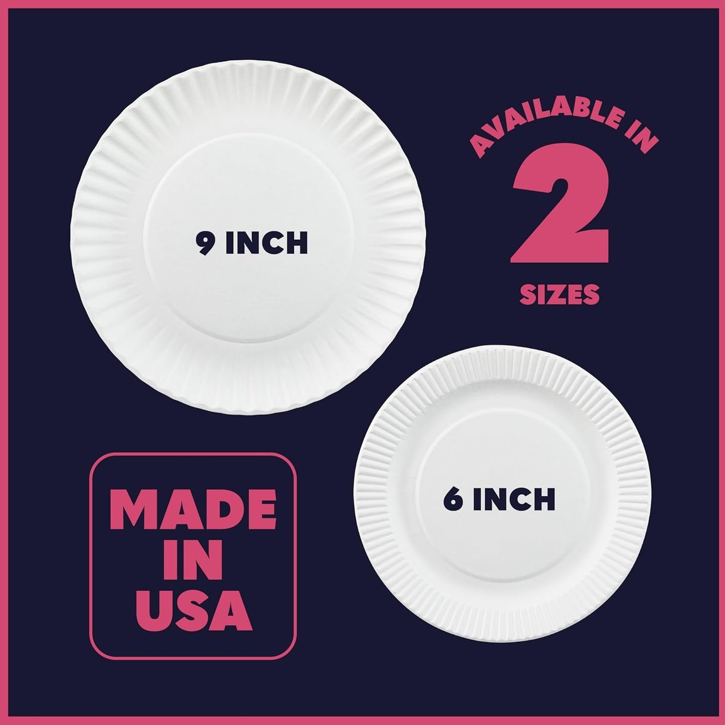 Paper Plates - [100-Pack] - (9-Inch Round) - Lightweight Uncoated 9 Inch Disposable Paper Plates - for Crafts, Events, Projects, Dry Foods & General Use