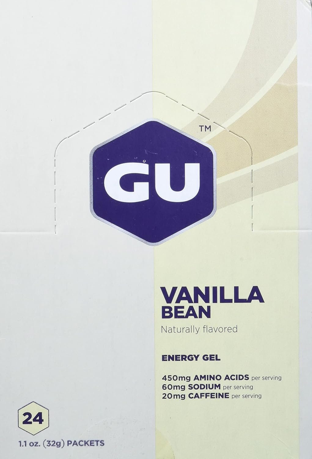 GU ENERGY Original Sports Nutrition Energy Gel, Vanilla Bean, 24-Count & Original Sports Nutrition Energy Gel, Tri Berry, 24-Count