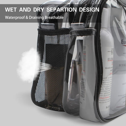 MQ Clear Toiletry Bag,Travel Makeup Bags,PVC Make-up Pouch for Toiletries,Waterproof Transparent Wash Bag with Compartment,Large Clear Tote Bag for Accessories,Cosmetics,Men/Women