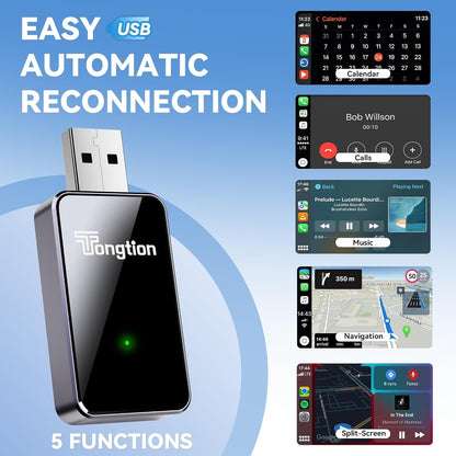 2025 Upgrade 2 in 1 Wireless Carplay & Android Auto Wireless Adapter, Convert Wired to Wireless Carplay, Plug & Play Car Dongle with Fast Stable 5G WiFi Bluetooth for iPhone iOS 10+/ Android 11+