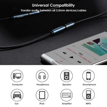 MillSO 1/8" 3.5mm Female to Female Adapter Cable TRS Premium Stereo Gold-Plated Audio AUX Cord Connectors for Headphones, Car Stereo, or Home HiFi Stereo Sound System - 15cm/6inch