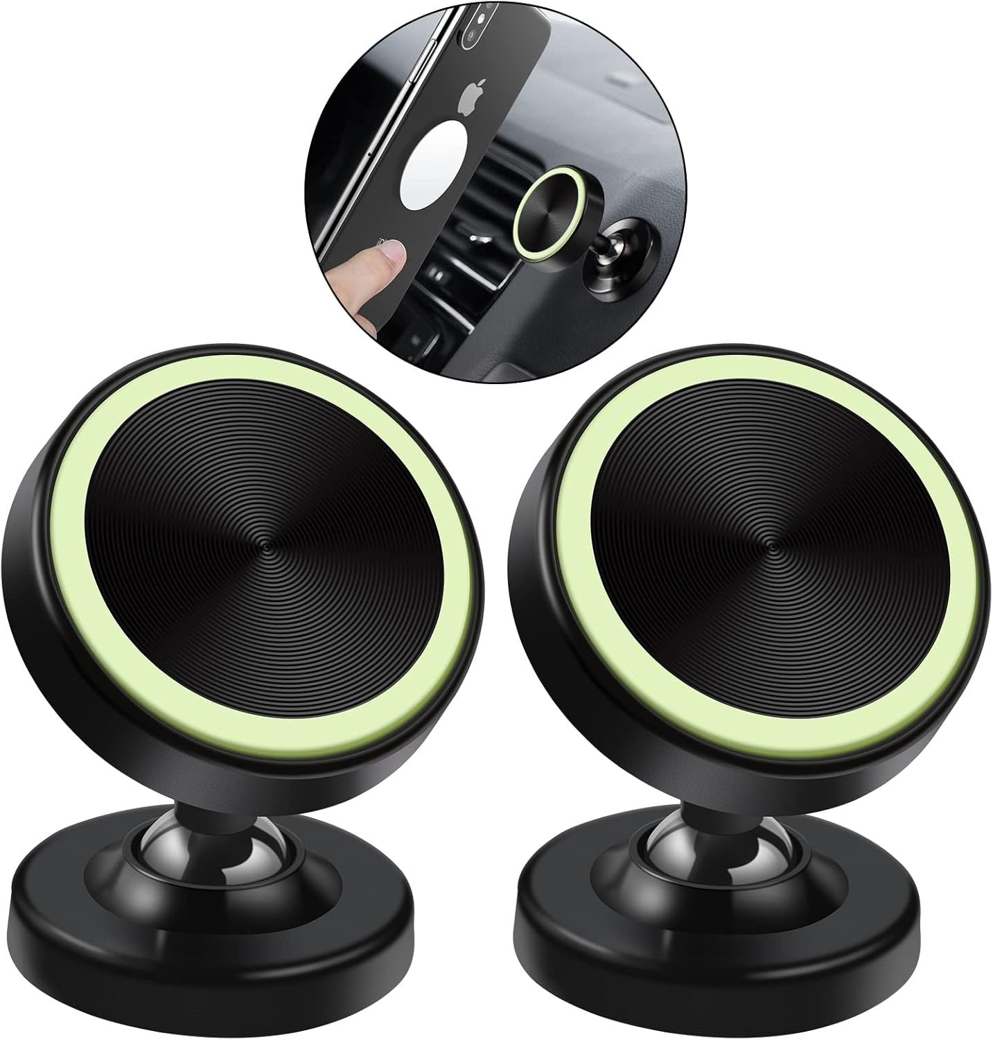 Vinabo 2 Pack Magnetic Car Phone Holder, Magnetic Car Phone Holder, 360° Rotation Car Phone Holder Compatible with All Smartphones