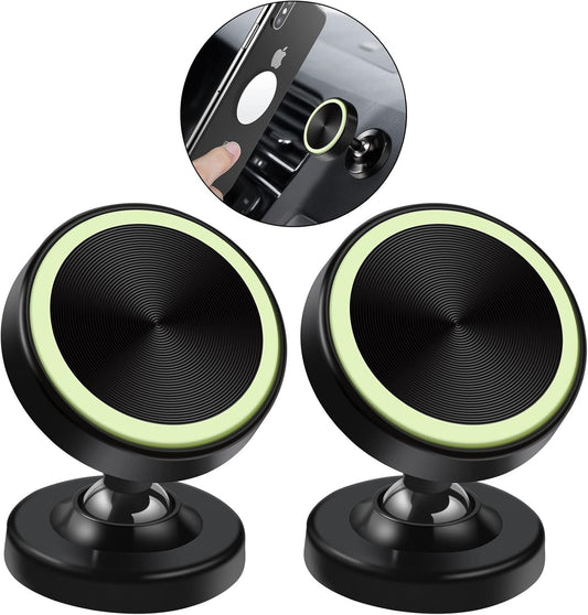Vinabo 2 Pack Magnetic Car Phone Holder, Magnetic Car Phone Holder, 360° Rotation Car Phone Holder Compatible with All Smartphones