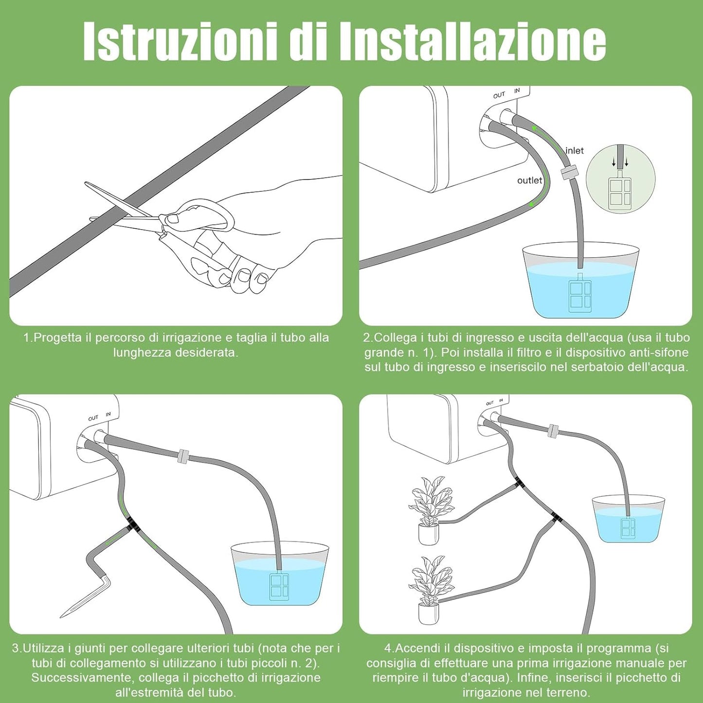 Automatic Watering System for Pots, DIY Drip Irrigation Kit, Rechargeable Plant Sprinkler with Lack of Water Alarm and Battery Discharge, Adjustable Time, Supports 15 Pots