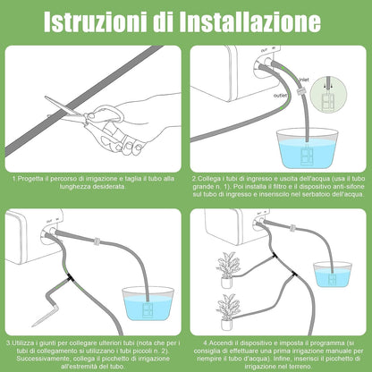 Automatic Watering System for Pots, DIY Drip Irrigation Kit, Rechargeable Plant Sprinkler with Lack of Water Alarm and Battery Discharge, Adjustable Time, Supports 15 Pots
