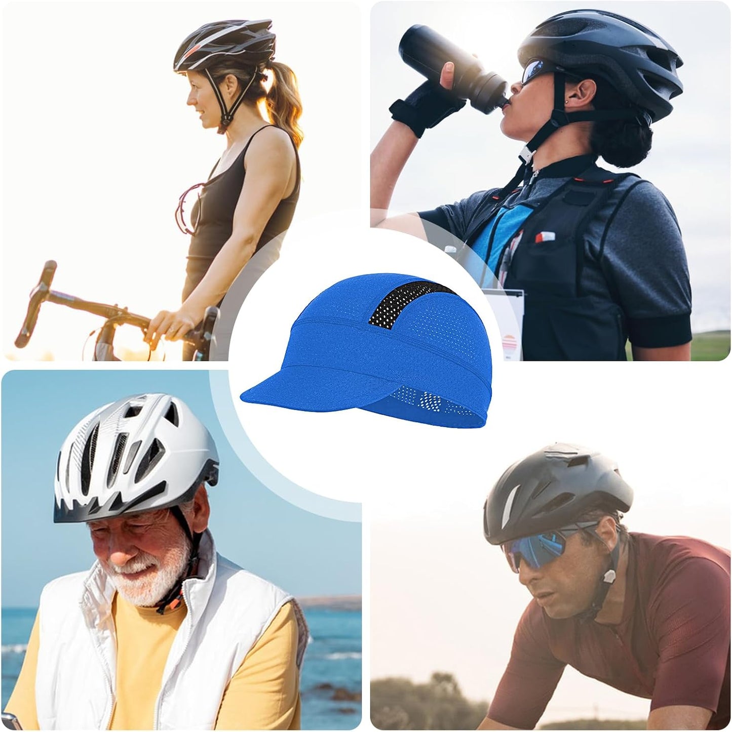 Bike Hat, Hard cap Liner, Mesh Headwear, Sun Visor Helmet, Breathable Protective Gear for Cycling Workout Skiing Fishing Construction Camping Football Hiking, 5.12x2.36 Inches