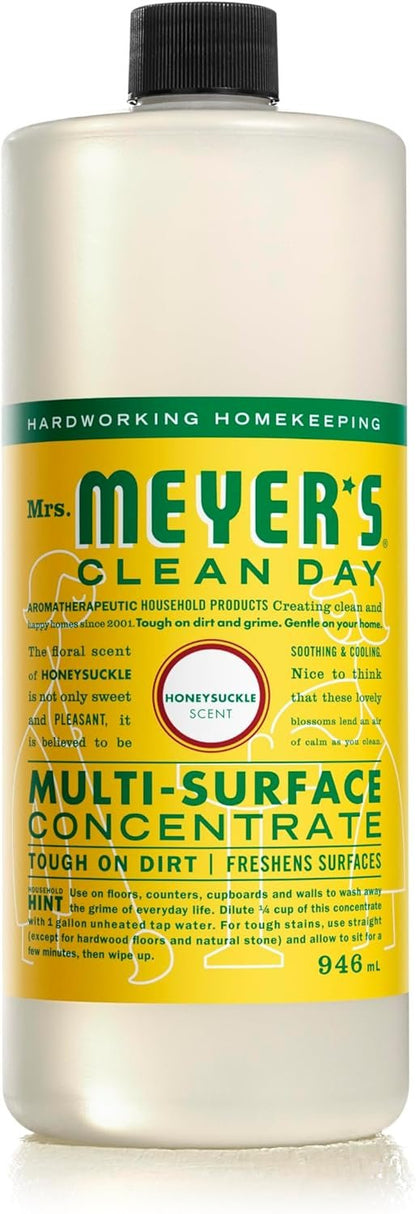 Mrs. Meyer's Clean Day Multi-Surface Cleaner Concentrate, Use to Clean Floors, Tile, Counters, and More, Honeysuckle Scent, 946 ml Bottle