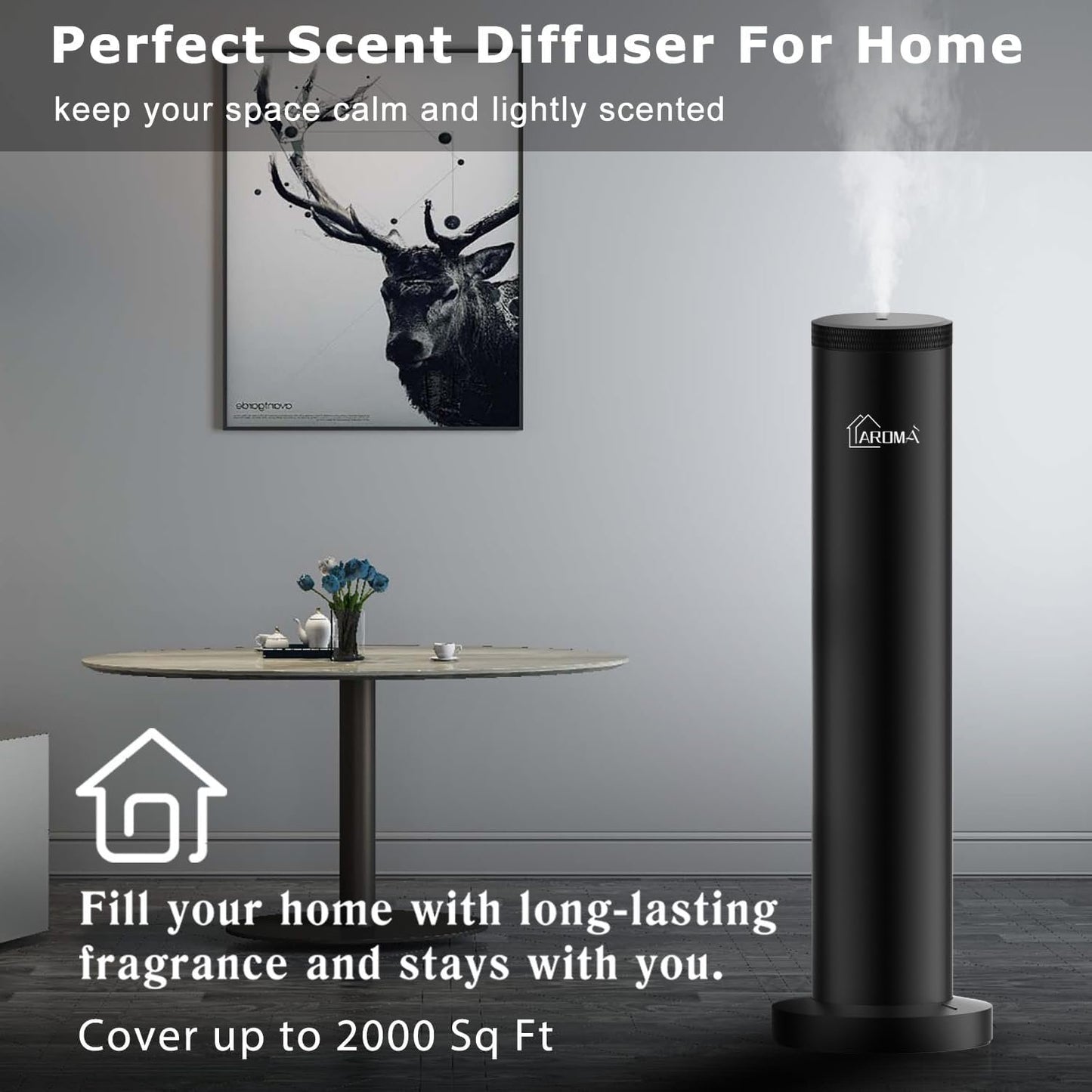 2025 Upgraded Wireless Rechargeable Diffuser - Whole House Hotel Odor Diffuser, Odor Air Machine - Bluetooth Control - Waterless Essential Oil Diffuser for Large Room,