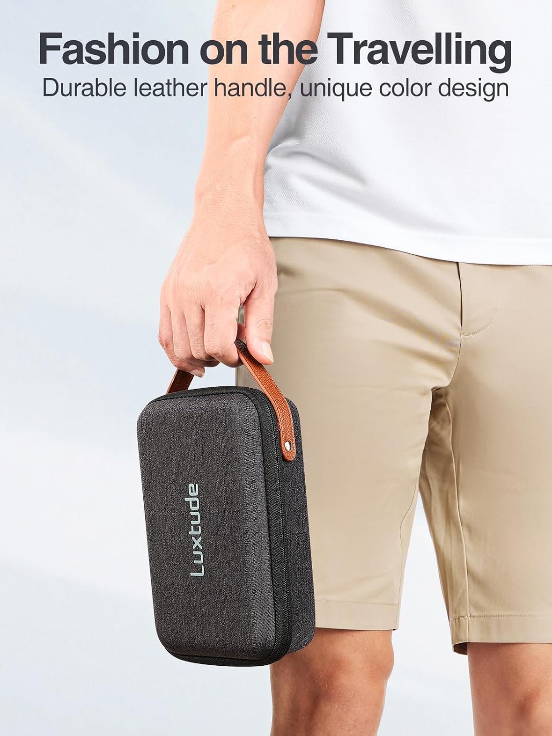 Luxtude Electronic Organizer Travel Case,Small Charger Organizer,Hard Case,Travel Tech Bag,Portable Electronics Bag,Travel Essentials for Accessories/Mouse/SD/Cash/Card/Pen,Hard Black,(LT-3-00253)