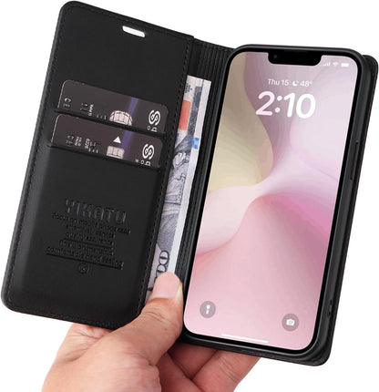 YBFJCE Case for iPhone 16e PU Leather Wallet Cover, Flip Folio Case with Card Holders,Magnetic Phone Cover Compatible with iPhone 16e,Black