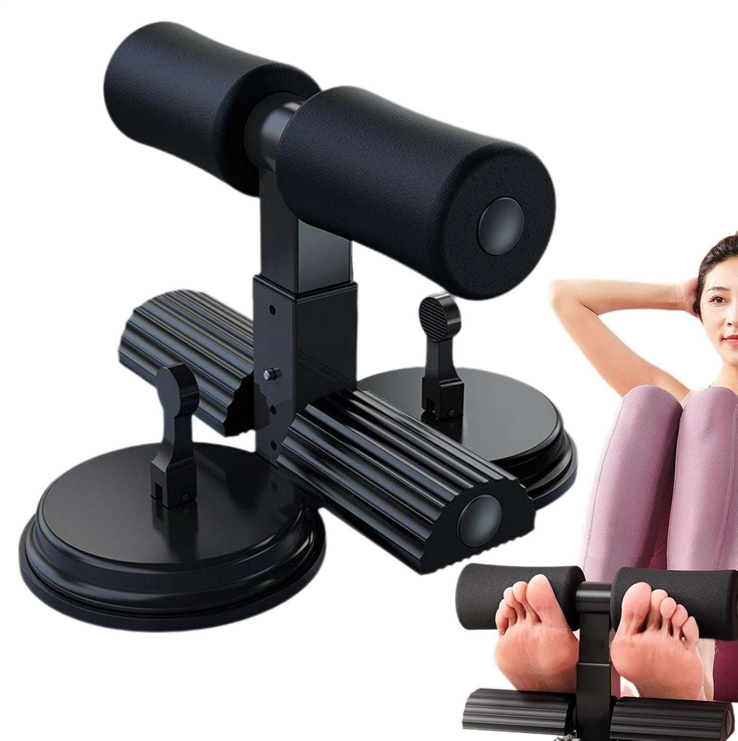 Sit-Up Aids, Suction Cup Sit Up Foot Holder 25.5x24x16cm, Adjustable Height Portable Workout Gear, Strength Training Tool with Non-Slip Handle, Fitness Aid for Abs Workout