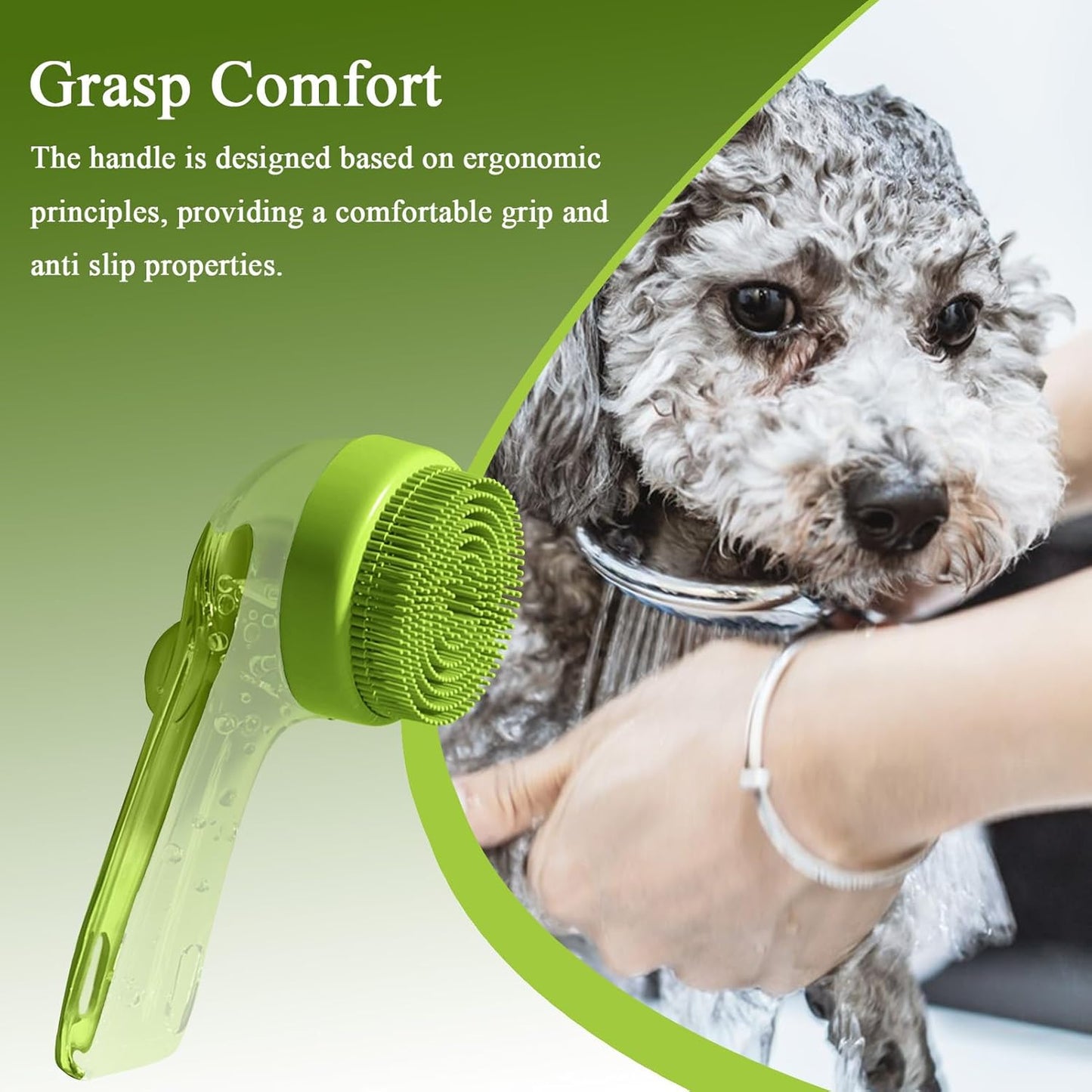 Dog Bath Brush, Washing Slicker, Gentle Scrubber Detangler, Soft Bristles, Anti-Dandruff Design, Flea & Matting Removal, for Puppy, Kitten, or Horse Hygiene Care, 7.48x3.35x1.18 inches