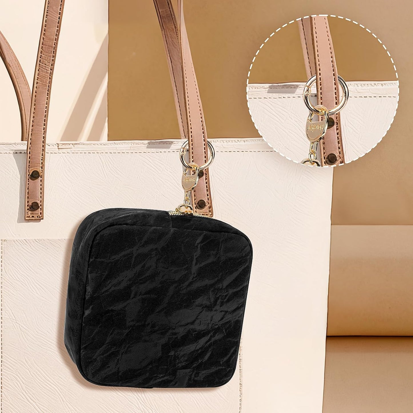 Beauty Case Small Makeup Bag Women Leather Clutch Bag Travel Bag Marble Cosmetic Organizer Bags Makeup Organizer Portable Travel Accessories for Girl Birthday, White, Toiletry Bag