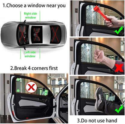 Kriture Escape Tool 4 Pack for Car, Auto Emergency Safety Hammer with Car Window Breaker and Seat Belt Cutter