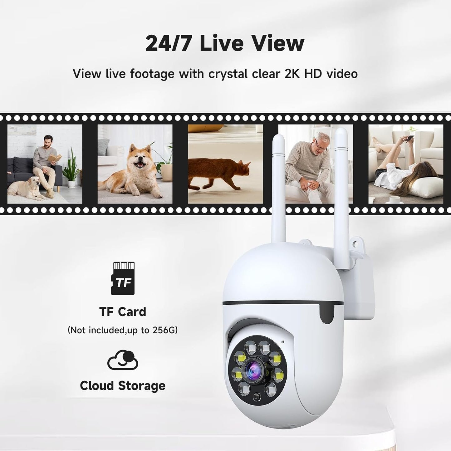 1080P Outdoor Security Camera Wired, 2.4G/5G WiFi Home Surveillance Cam with 360° Pan/Tilt, Color Night Vision, Motion Detection, 2-Way Audio, SD/Cloud Storage, Compatible with Alexa