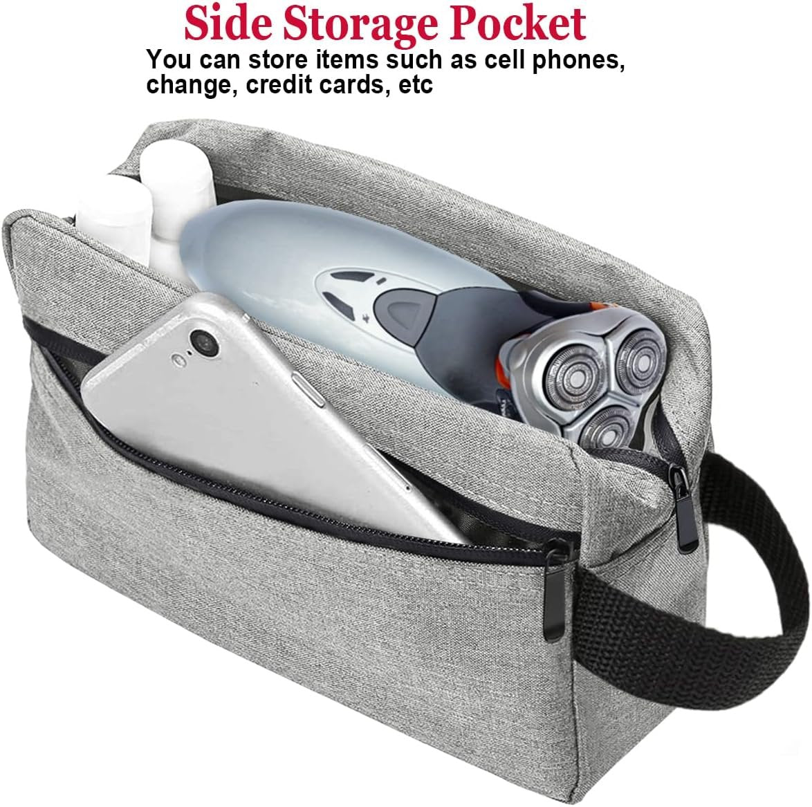 Women and Men Travel Toiletry Organizer Bag Portable Water-Resistant Shaving Bag with Divider and Handle for Cosmetics Toiletries Brushes Tools Accessories(Light Grey)