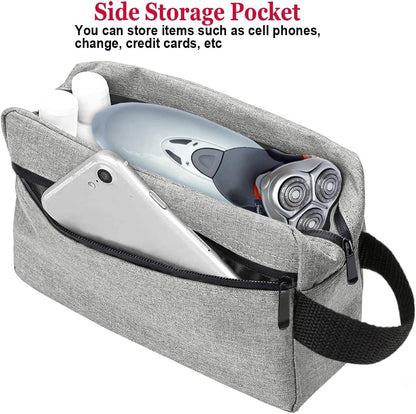 Women and Men Travel Toiletry Organizer Bag Portable Water-Resistant Shaving Bag with Divider and Handle for Cosmetics Toiletries Brushes Tools Accessories(Light Grey)