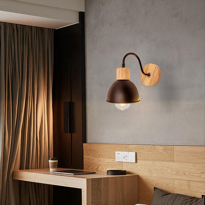Wall Sconce Vintage Industrial Wall sconces, Iron Wall Lamp with Wood Base, American Country Wall Mounted Light, e27 Home Lighting Fixture for Living Room Bedroom 1 Pack / 2 Pack