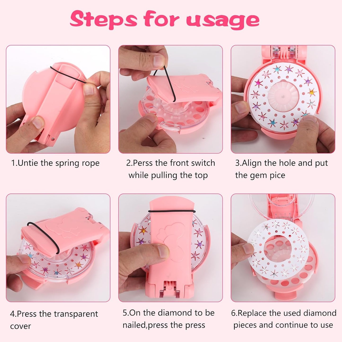 EKKONG Diamond Styling Kit, Hair Braider, Fashion Braid Tools, Automatic Braiding Machine with Comb Gem Applicator for Girls