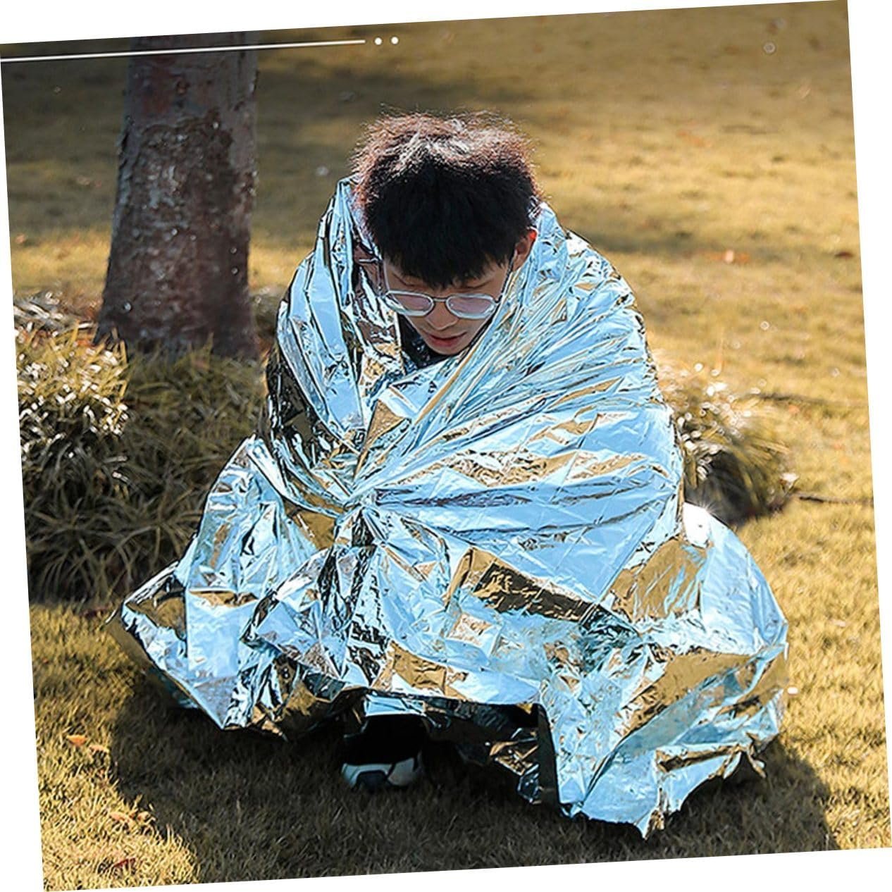 Generic 6Pcs Emergency Survival Blanket Portable Insulation Outdoor Camping Blanket Reflective Design for Protection for Hiking Marathons and Emergencies