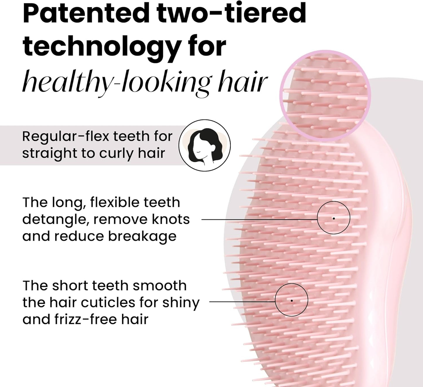 Tangle Teezer Original Soft Hair Brush, No Pull - Cares for Fine Hair - Anti-Breakage Comb for Girl - Pink