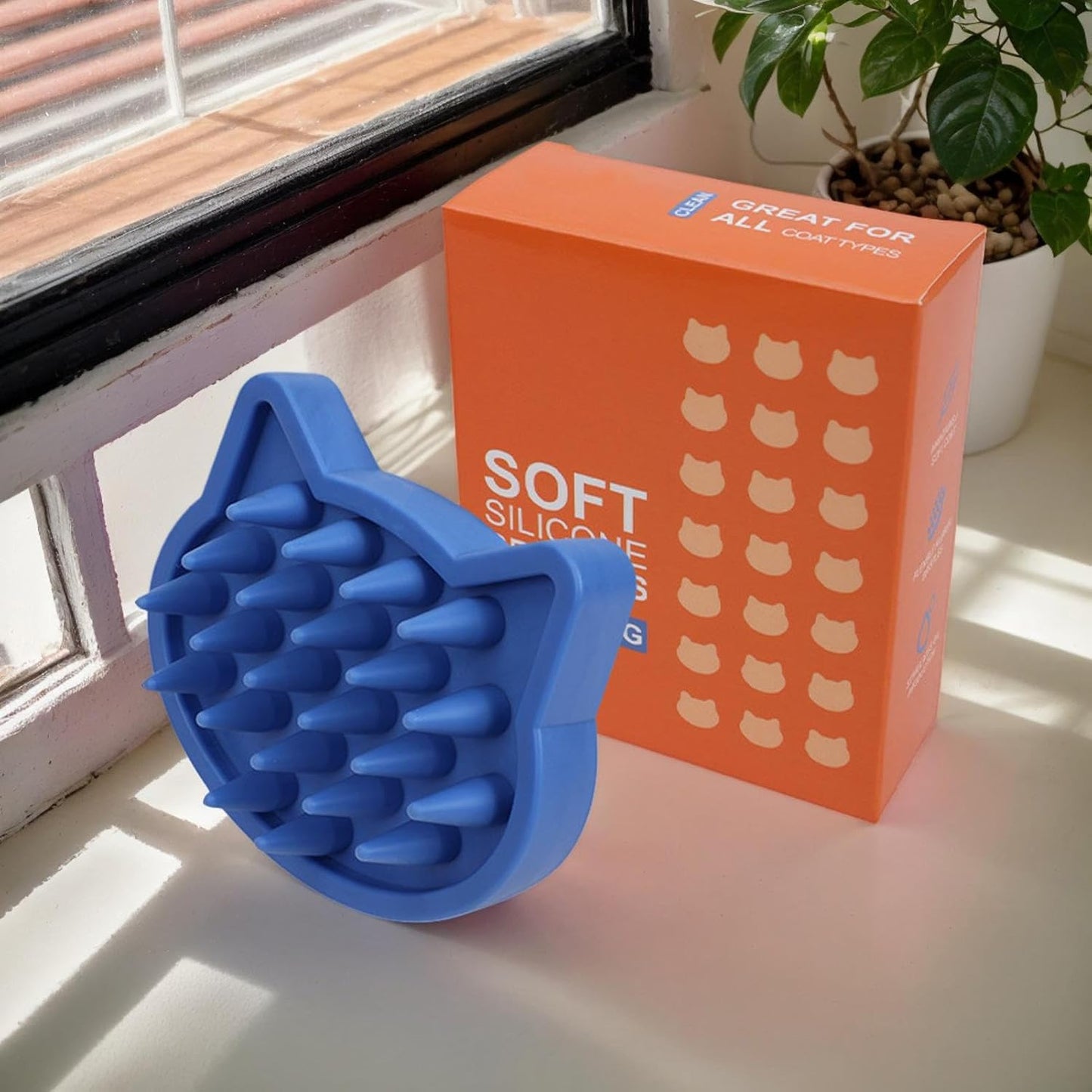 Dog Bath Brush, Cat Shower Massage Tool, Pet Grooming Scrubber with Ergonomic Handle, Soft Bristles for Effective Cleaning, Suitable for Small, Medium, Large Puppies