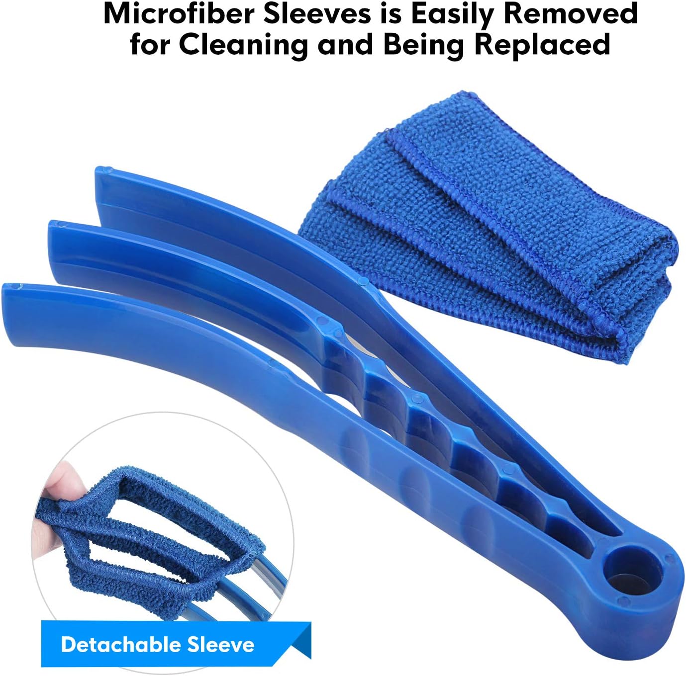 RUIMAICAN Window Blind Cleaner Duster Brush 2 Pack Brush with 6 Microfiber Sleeves - Blind Cleaner Tools for Window Blinds Air Conditioner Jalousie Dust