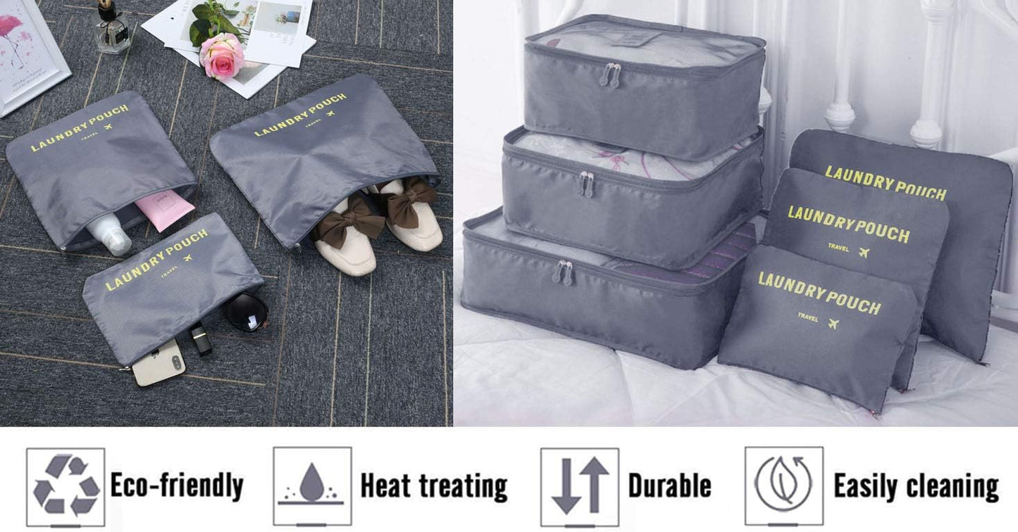 Vicloon Suitcase Organizer Set, 8 in 1 Suitcase Organizer, Travel Useful Accessories, Travel Bag for Clothes, Shoes, Cosmetics Classified Storage, Packing Cubes Organizer Travel Space-Saving