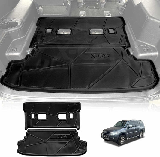 X-CAR 2 PCs Version Boot Liner for Mitsubishi Pajero 2006-2022 Heavy Duty Cargo Trunk Mat Luggage Tray Interior Accessories