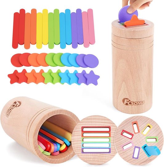 Toddlers Montessori Toys for 1 2 3 Year Old Boys Girls, Wooden Learning Color Sorting Toys for Ages 2-4 Kids, Sensory Toys for Toddlers 1-3, Halloween Birthday for Baby 12-18 Month Old