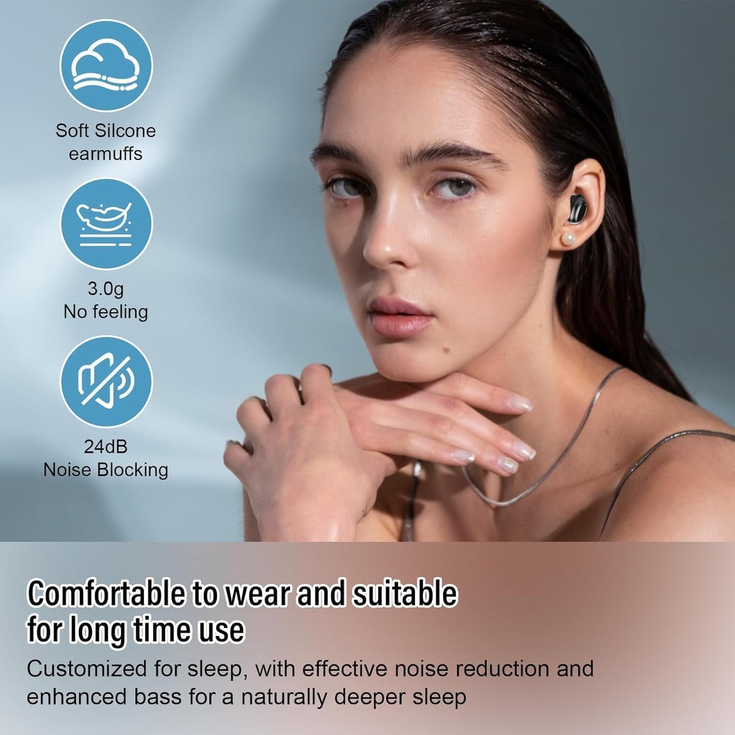 Sleep Earbuds Bluetooth 5.4 Sleep Headphones in Ear, Mini Wireless Earbuds for Side Sleeper, 47H Playtime Noise Cancelling Earphones with LED Display, HD Clear Calls, IPX7 Waterproof Ear Buds, Black
