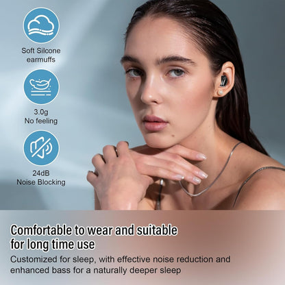 Sleep Earbuds Bluetooth 5.4 Sleep Headphones in Ear, Mini Wireless Earbuds for Side Sleeper, 47H Playtime Noise Cancelling Earphones with LED Display, HD Clear Calls, IPX7 Waterproof Ear Buds, Black