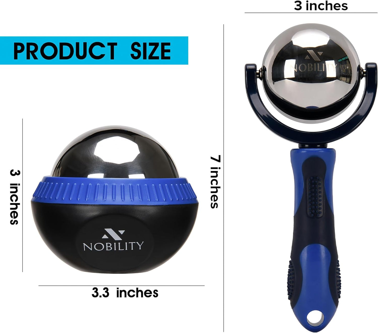 Nobility Massage Ball Roller– Ice Cold and Hot for Deep Tissue and Sore Muscle Relief of Stiffness and Stress, Body, Neck, Back, Foot, Plantar Fasciitis (Blue)