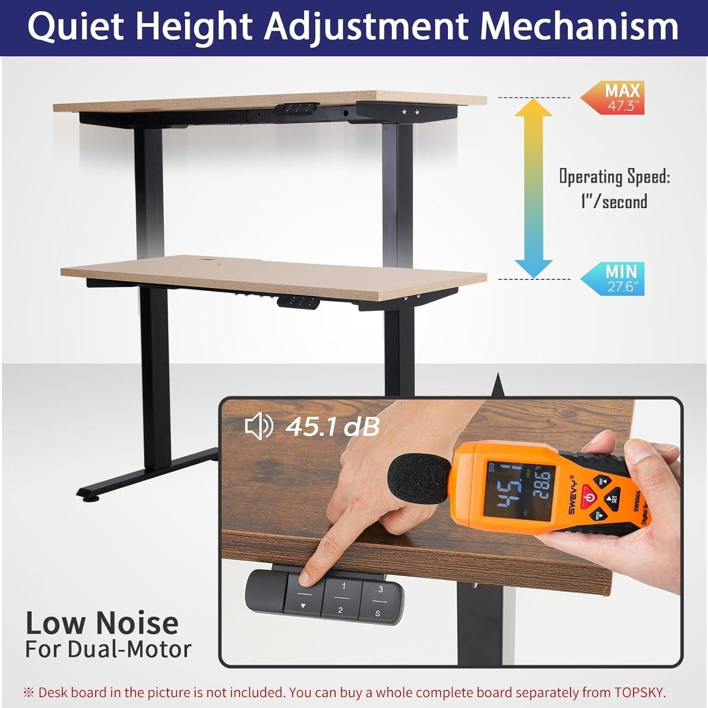 TOPSKY Dual Motor Electric Adjustable Standing Computer Desk for Home and Office (Black)