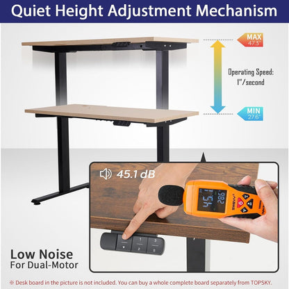 TOPSKY Dual Motor Electric Adjustable Standing Computer Desk for Home and Office (Black)